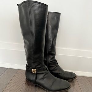 Tory Burch Brita Black leather riding boots size 7.5